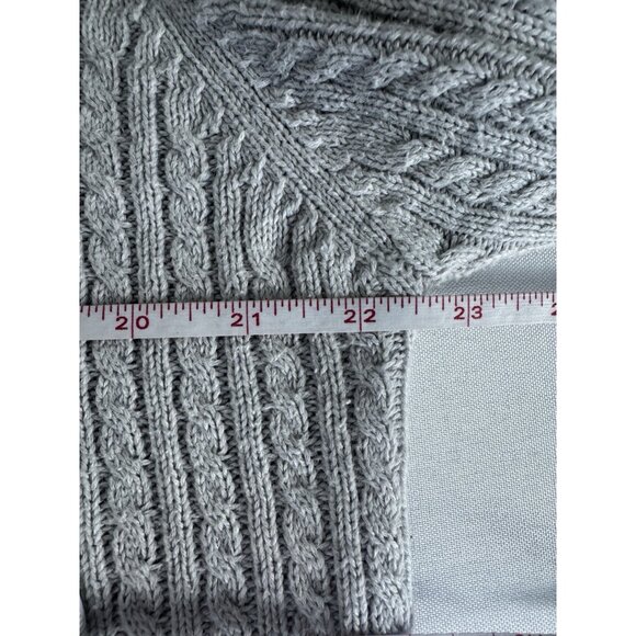 Crystal Kobe XL Gray Cable Knit Cardigan Cozy Cottagecore Prep Fisherman Coastal - Picture 7 of 8